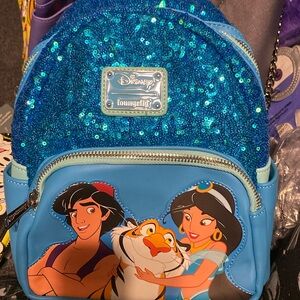 NWT Loungefly Disney Aladdin Princess JASMINE Rajah Sequin Backpack EXCLUSIVE